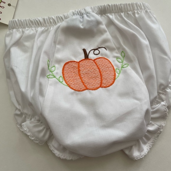Other - NWT L’ezame Kids Mimi Embroidered Pumpkin Diaper Cover Bloomers  6/9m